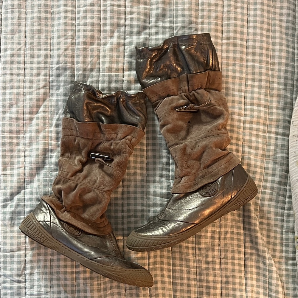 Metallic Silver and Brown Women's Boots